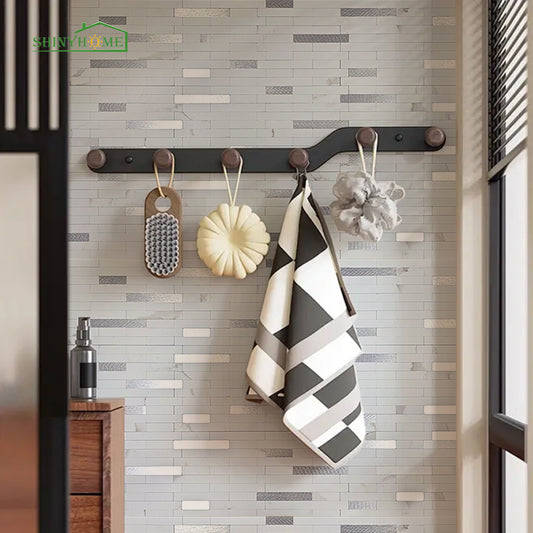 Marble-effect mosaic wall panels