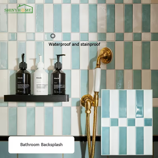 Linear Tile – Mint Teal & White