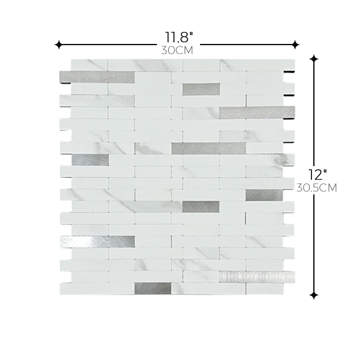 Mosaic Tile – White&Sliver Marble