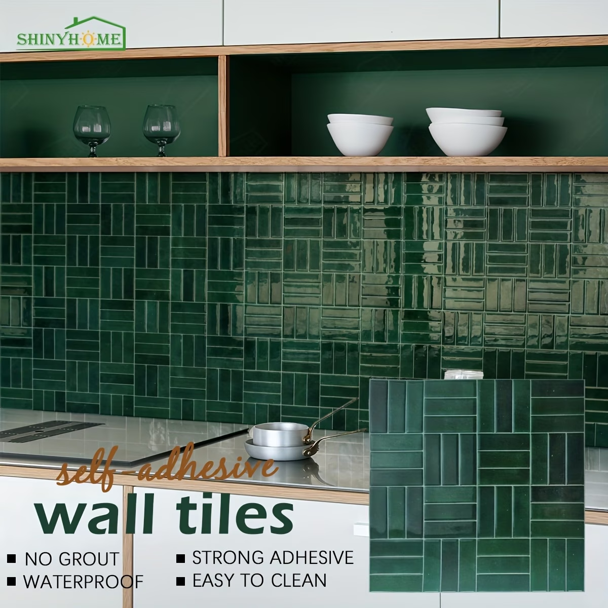 Basketweave Tile – Deep Forest Green