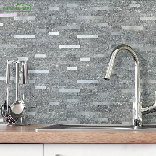 Gray rock texture mosaic wall panel