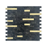 Long Metal Mosaic Tile – Black Stone & Gold