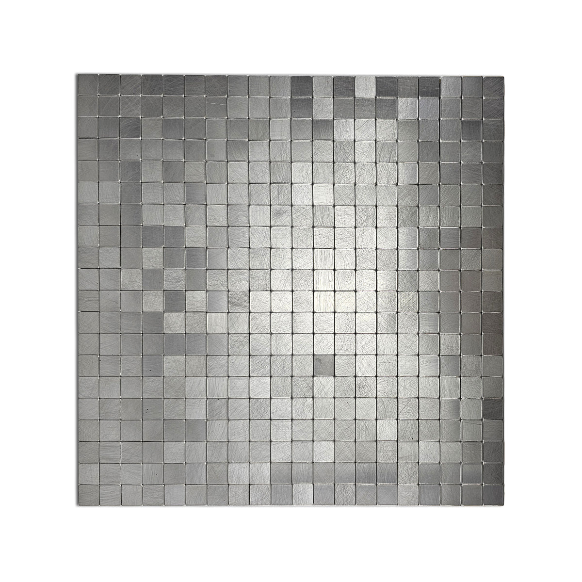 Mosaico autoadhesivo de metal cepillado plateado