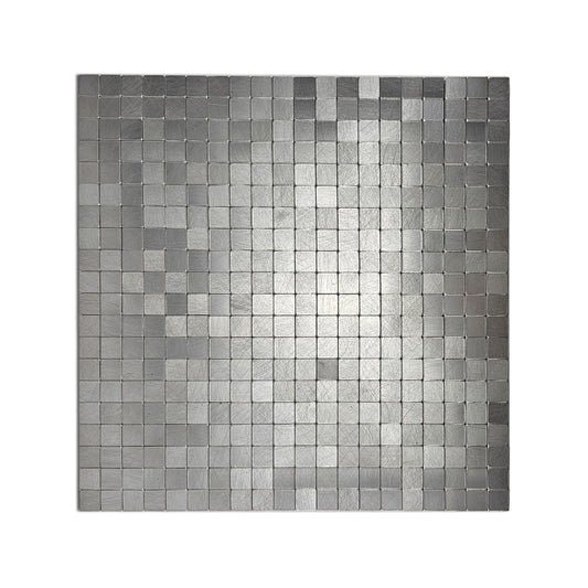Silver Brushed Metal Peel & Stick Mosaic Tile