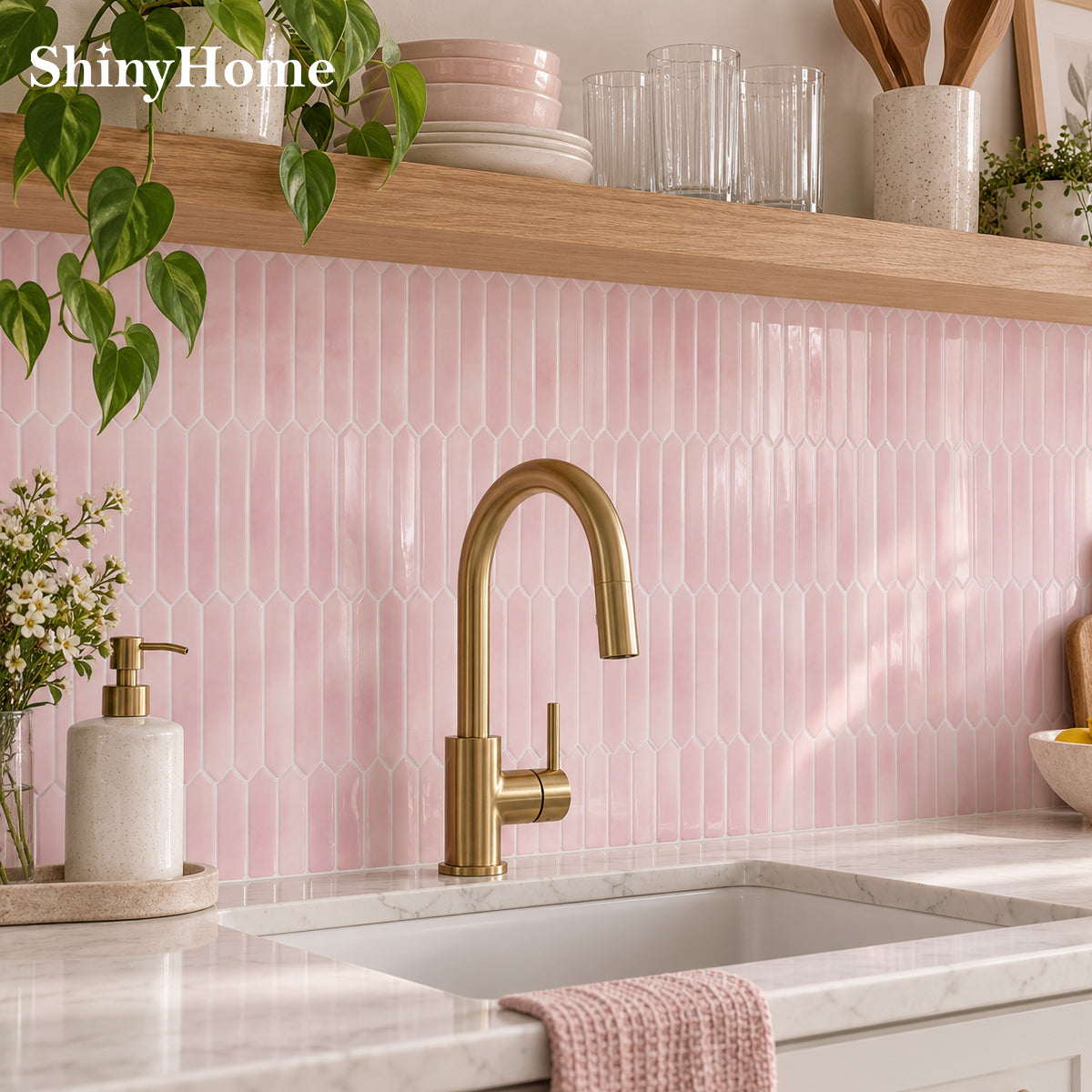 Picket-Fliese – Blush Watercolor Pink