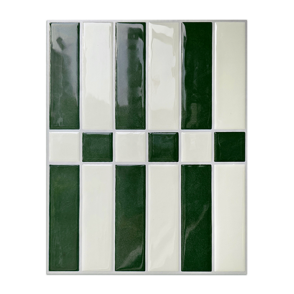 Linear Tile – Dark Green & Cream