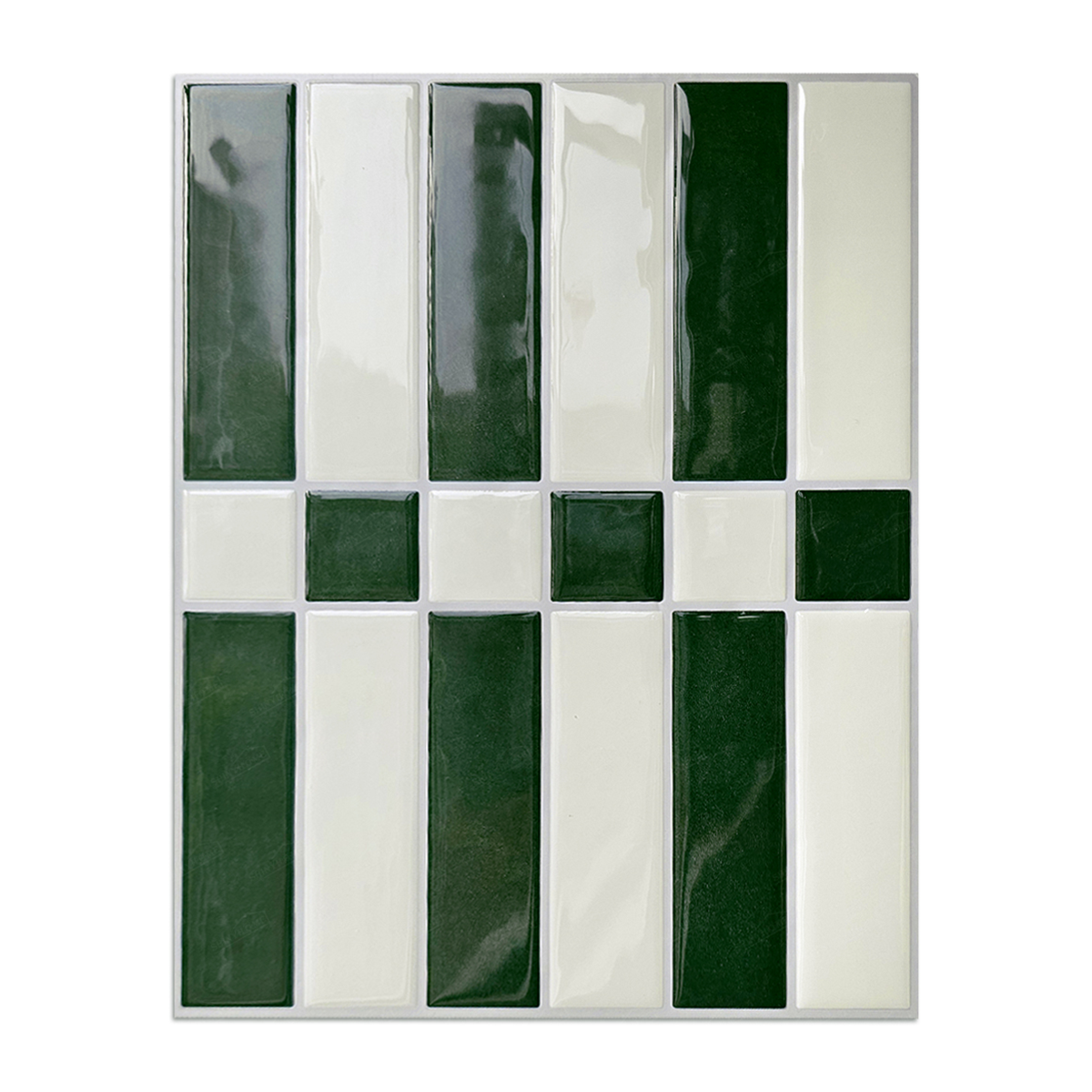 Linear Tile – Dark Green & Cream