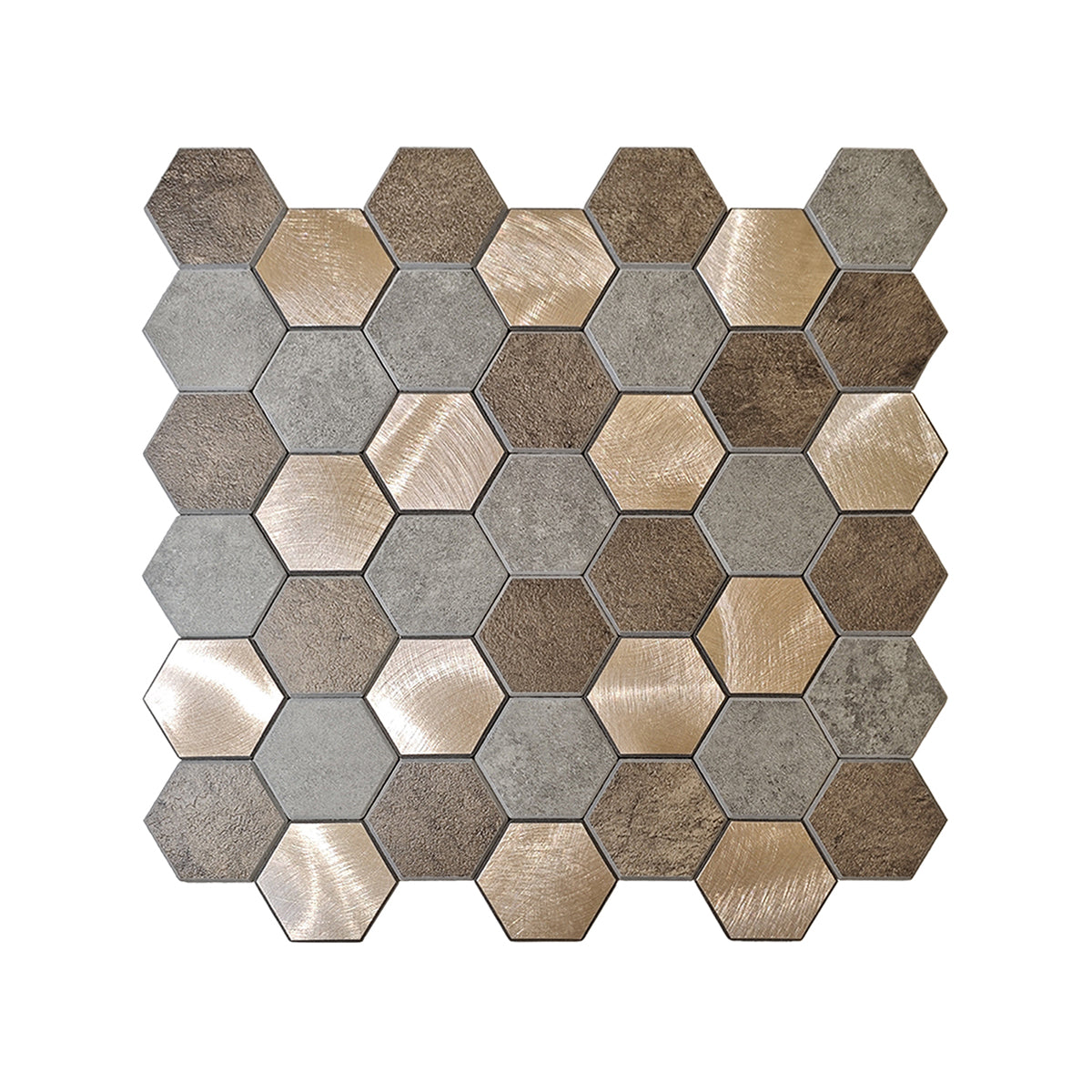 Mosaico hexagonal de oro rosa