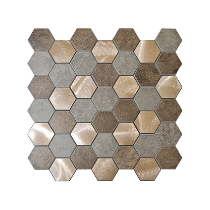 Mosaico hexagonal de oro rosa