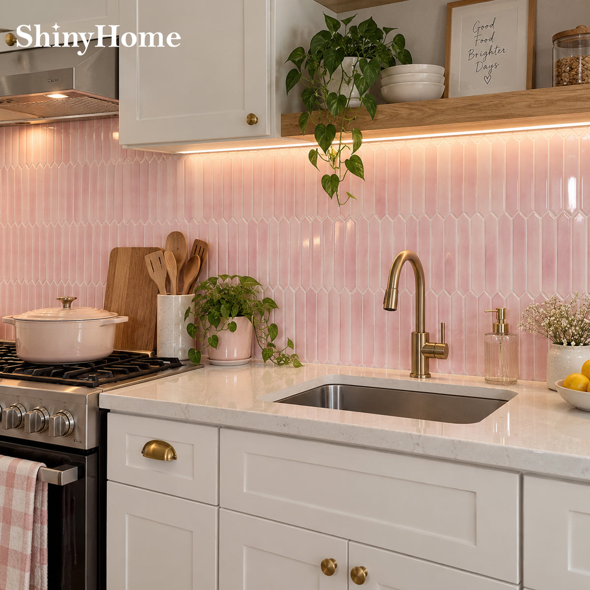Picket-Fliese – Blush Watercolor Pink