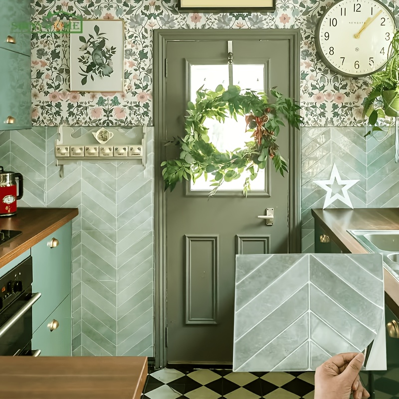Herringbone Tile – Sage Green