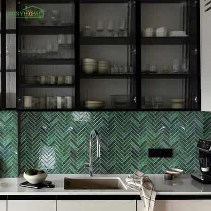 Green Herringbone Tile