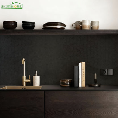 Modern Black Hexagon Peel & Stick Backsplash – Easy DIY Upgrade