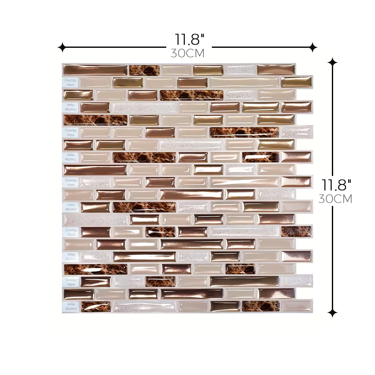 Long Mosaic Tile – Gold Marble Texture