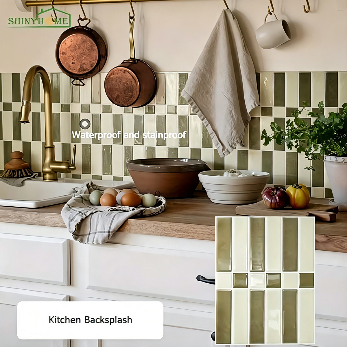 Linear Tile – Sage Olive & Cream
