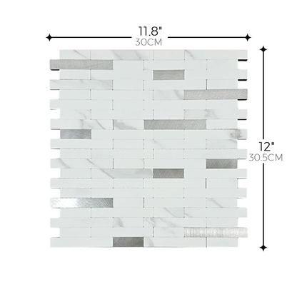 Mosaic Tile – White&Sliver Marble