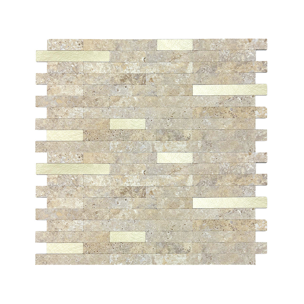 Long Metal Mosaic Tile – Gold Rock-Texture
