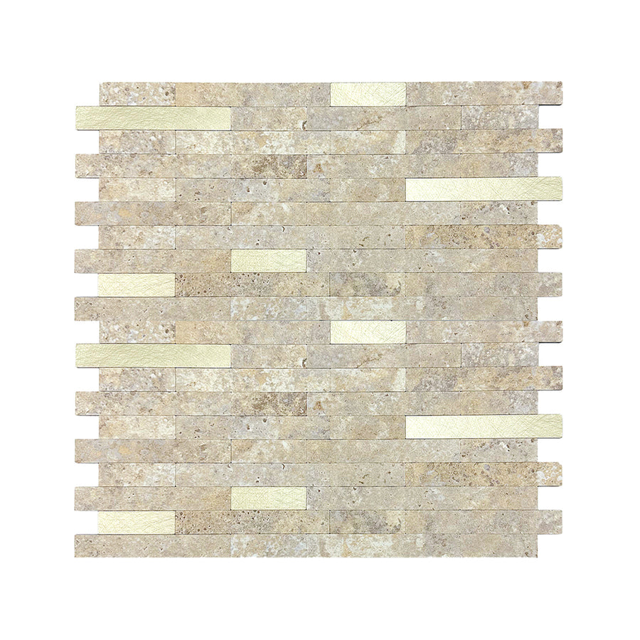 Panel de pared de mosaico con textura de roca dorada